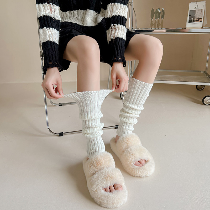 袜套女款冬季袜子女小腿秋冬腿套搭配毛毛拖鞋中筒袜
