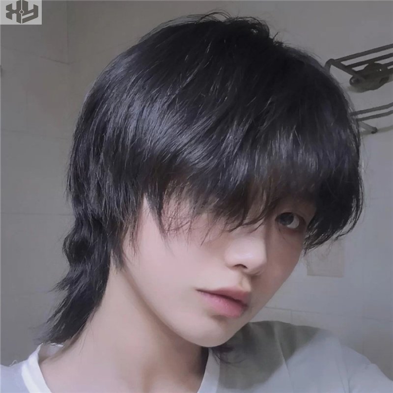 假发男士真人发丝狼尾头套头头套自然鱼头头发日常整顶假发