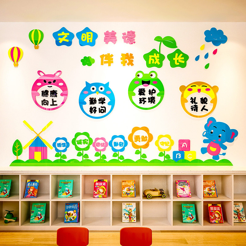 幼儿园早教托管中心文明环创主题墙贴亚克力标语墙贴