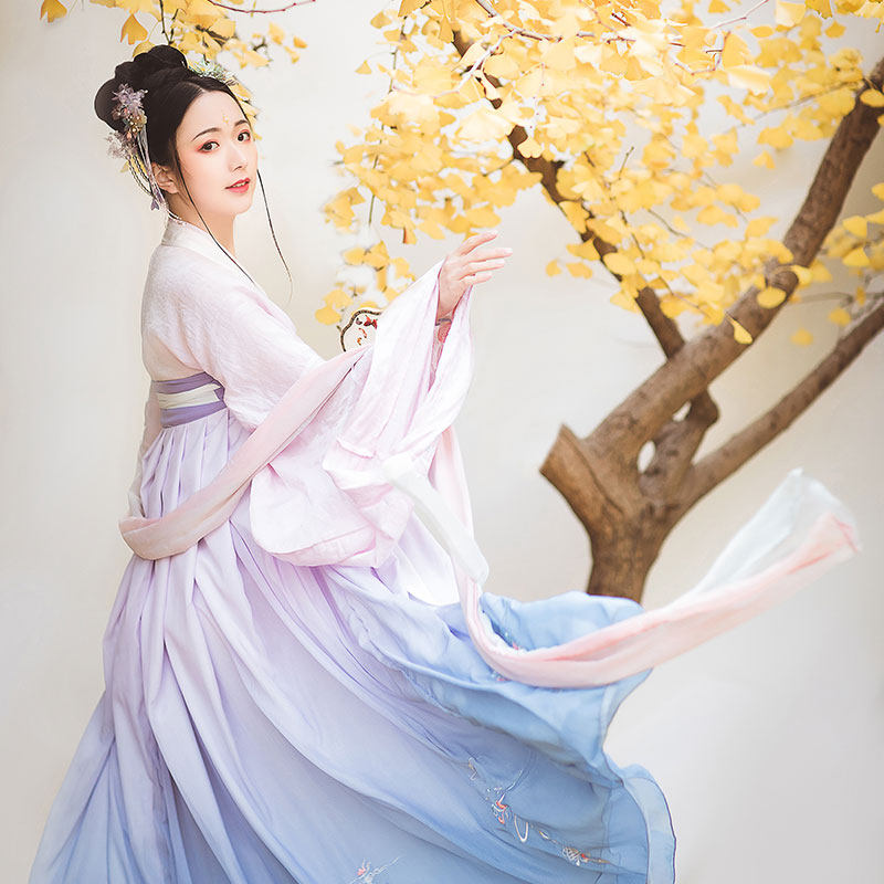 广袖中国日常6米绣花重工齐胸鹿灵汉服女原创汉服