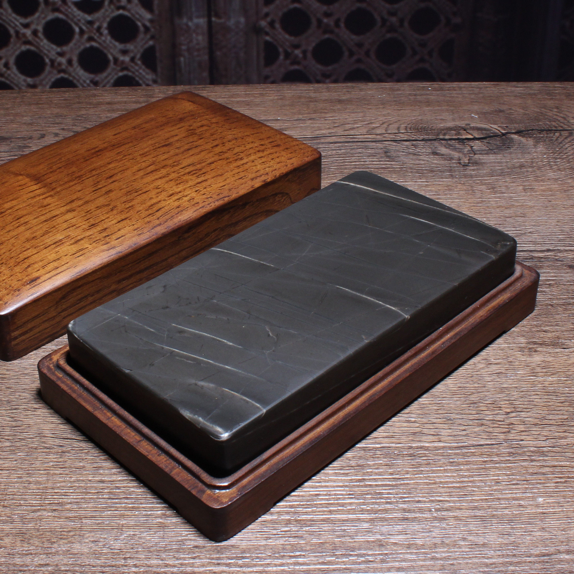 歙砚原石砚之白眉收藏实用砚料龟背龟甲血丝砚台