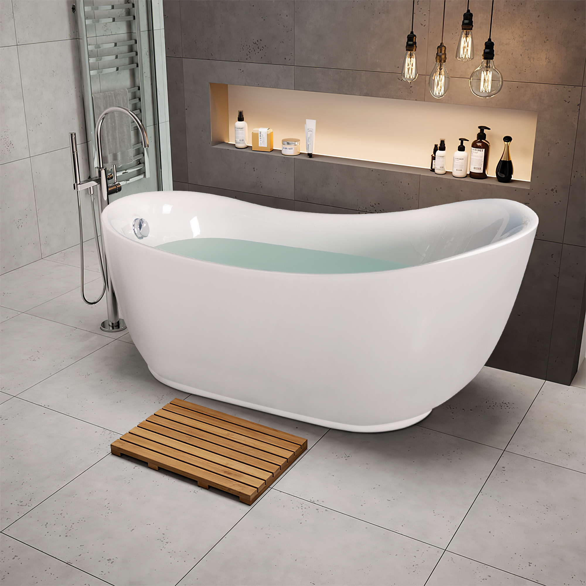 可瑞康亚克力浴缸家用小户户型家庭浴池独立式简约普通浴缸