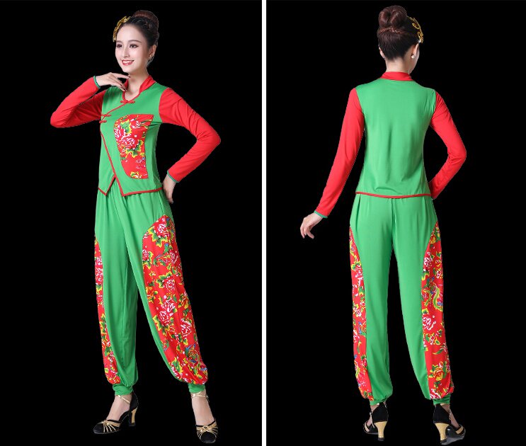新品广场舞服装秋季长袖灯笼裤套装女大码秧歌歌舞广场舞套装