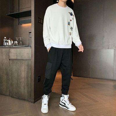 青少年帅气20岁中学生秋季男孩子工装套装运动衣服休闲运动套装