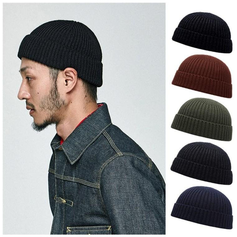 帽子男夏款无檐秋冬短款圆顶针织毛线帽子