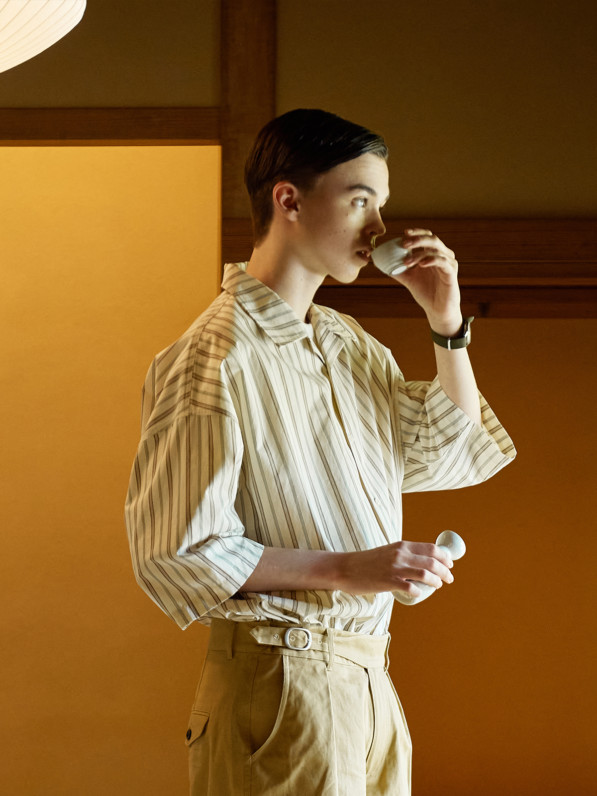 evistub21ss条纹复古宽松古巴翻领cityboy夏威夷短袖衬衫