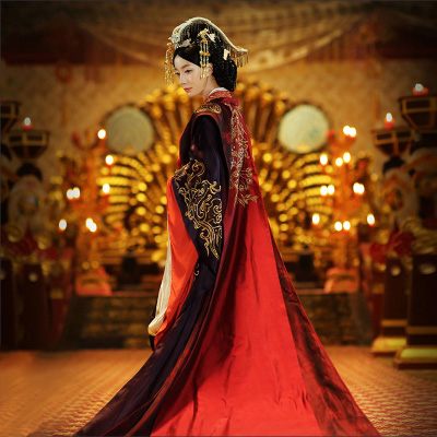 汉代古装汉服卫子夫同款皇后奢华拖尾婚服情侣民族服装