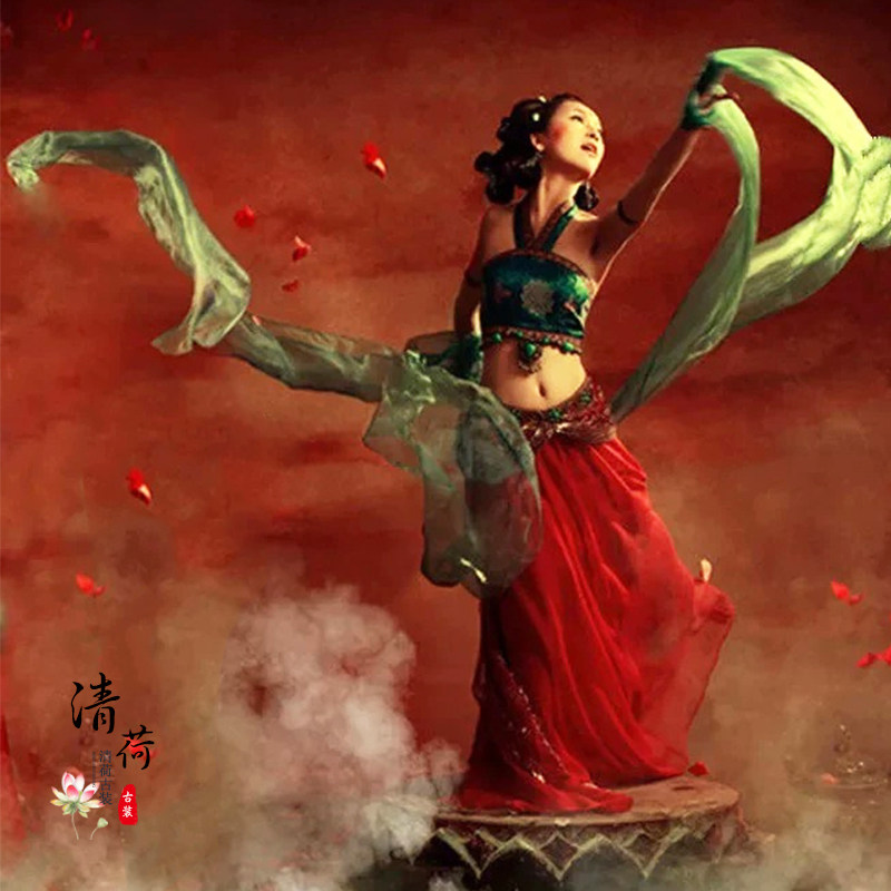 舞蹈服装影视古装洛神敦煌飞天肚皮性感异域民族服装