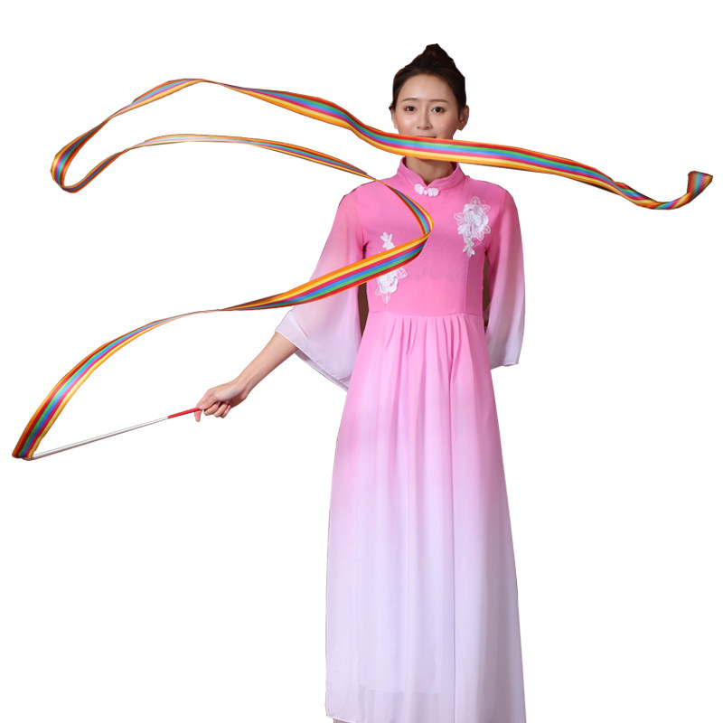 彩带丝带艺术体操儿童舞蹈绸带演出手甩彩绸飞天舞绸幼儿园彩带棒