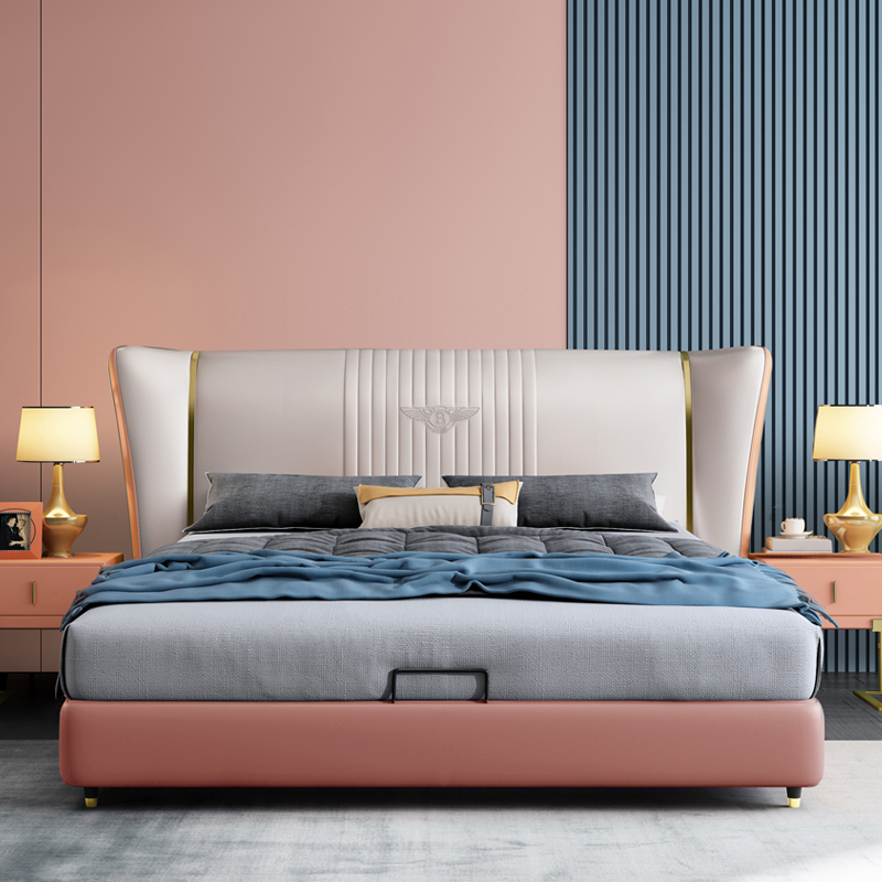 皮床定制2.2米主卧婚床2020年新款牛皮双人床现代简约皮艺床