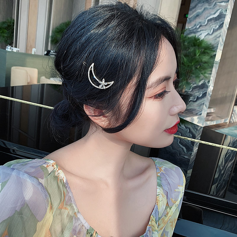 月亮发夹少女边夹夹子韩国头饰后脑勺顶夹刘海发饰