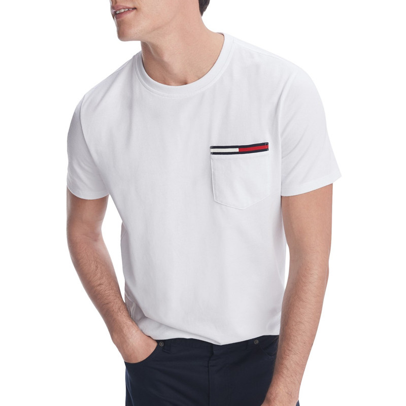tommyhilfiger春夏汤米男装时尚经典休闲纯色口袋圆领短袖t恤