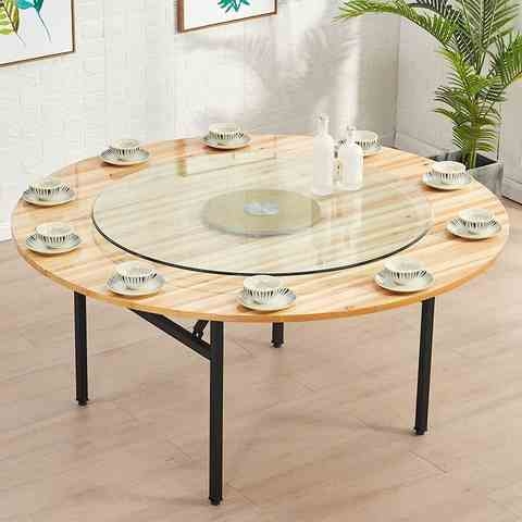 餐桌转桌盘可折叠旋转大圆圆桌聚餐家用15人10人酒店桌椅