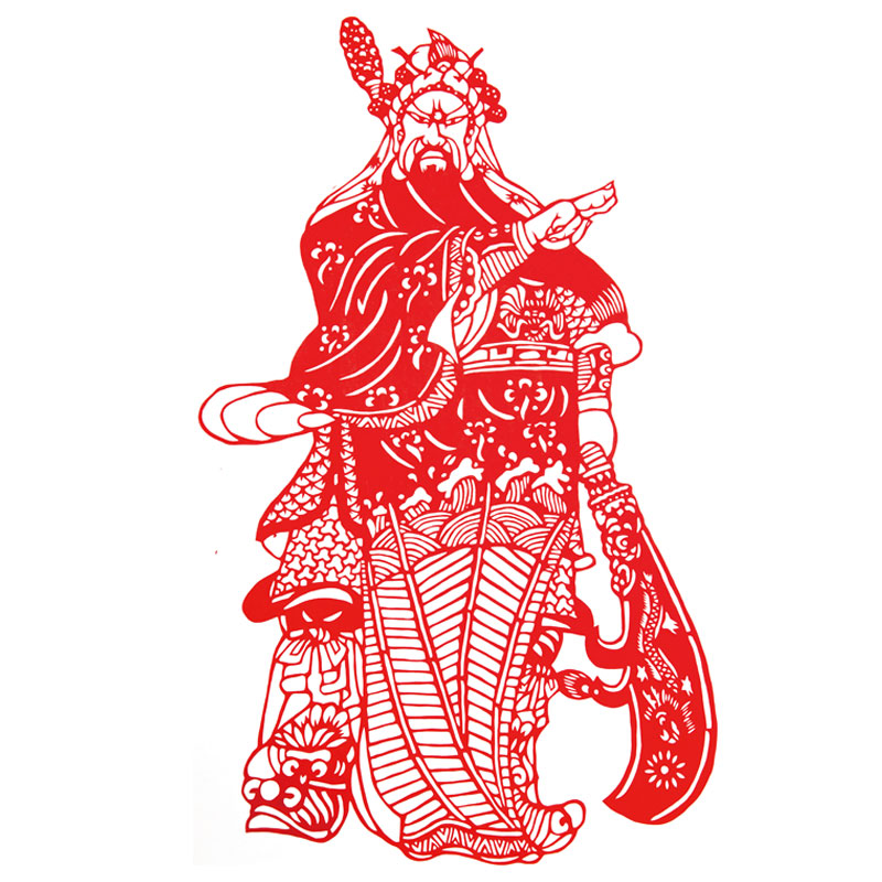 剪纸中国国风手工底稿关公图案刻纸镂空窗花剪纸