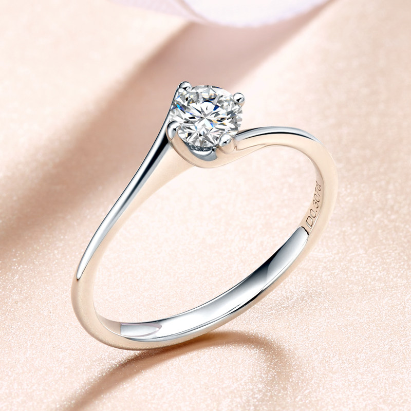 地亚18k白金培育钻石石女珠宝戒指豪华钻戒戒托