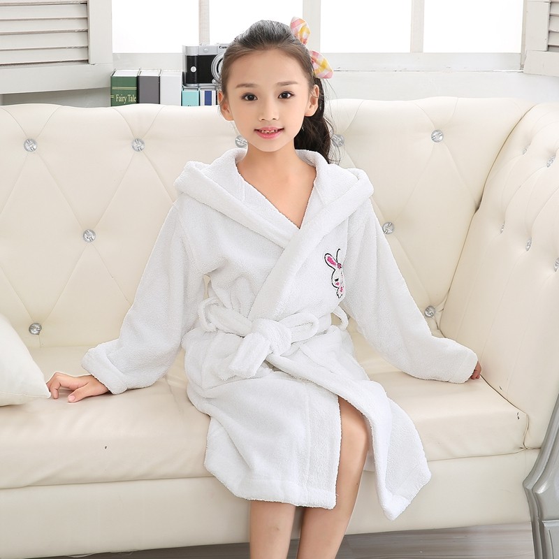 儿童浴袍纯棉毛巾睡袍中大童带帽男女孩浴衣睡袍