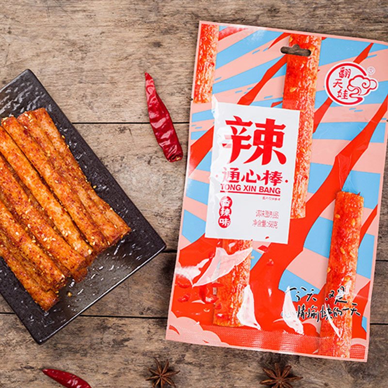翻天娃辣条网红香辣元气棒通心棒湖南农业大学麻辣面筋制品