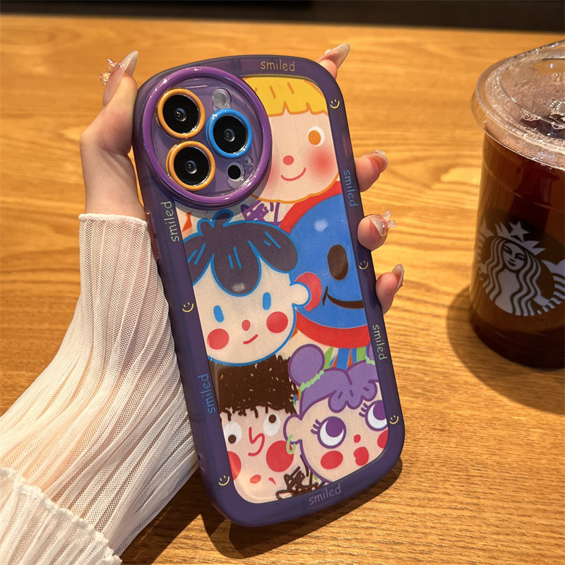 透紫人脸头像苹果14手机壳新款iphone14promax高级感14plus苹果13套12