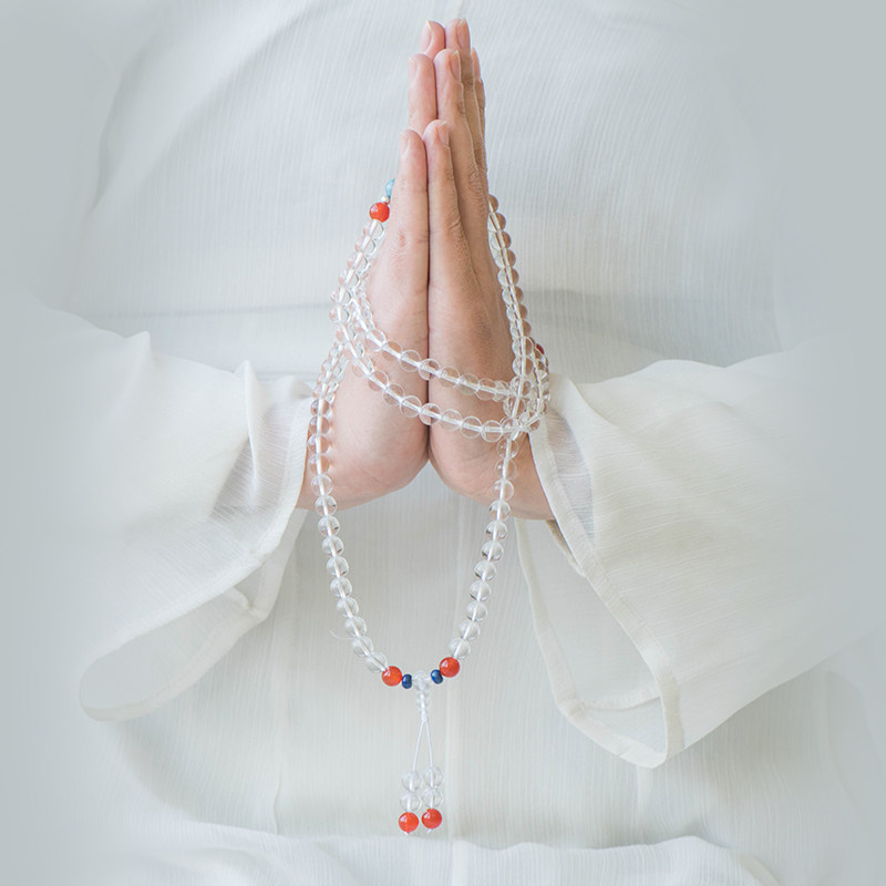 简修行巴西纯白水晶手链天然108颗佛珠金刚萨埵念珠手串女男士款