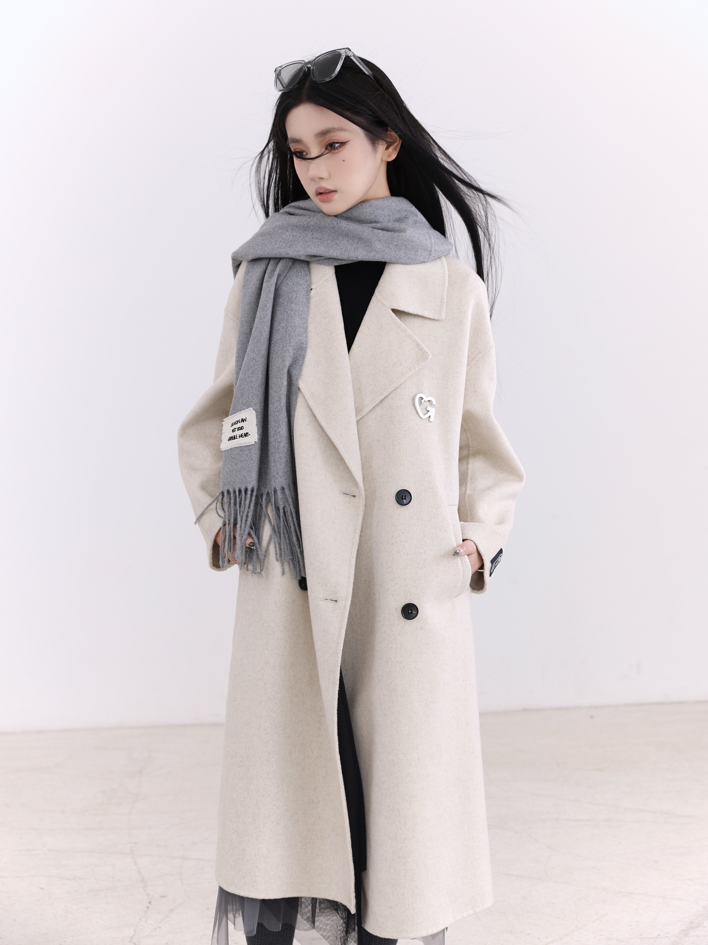 fragileheart易碎商店男友温暖百搭软糯奶白羊绒围巾围巾