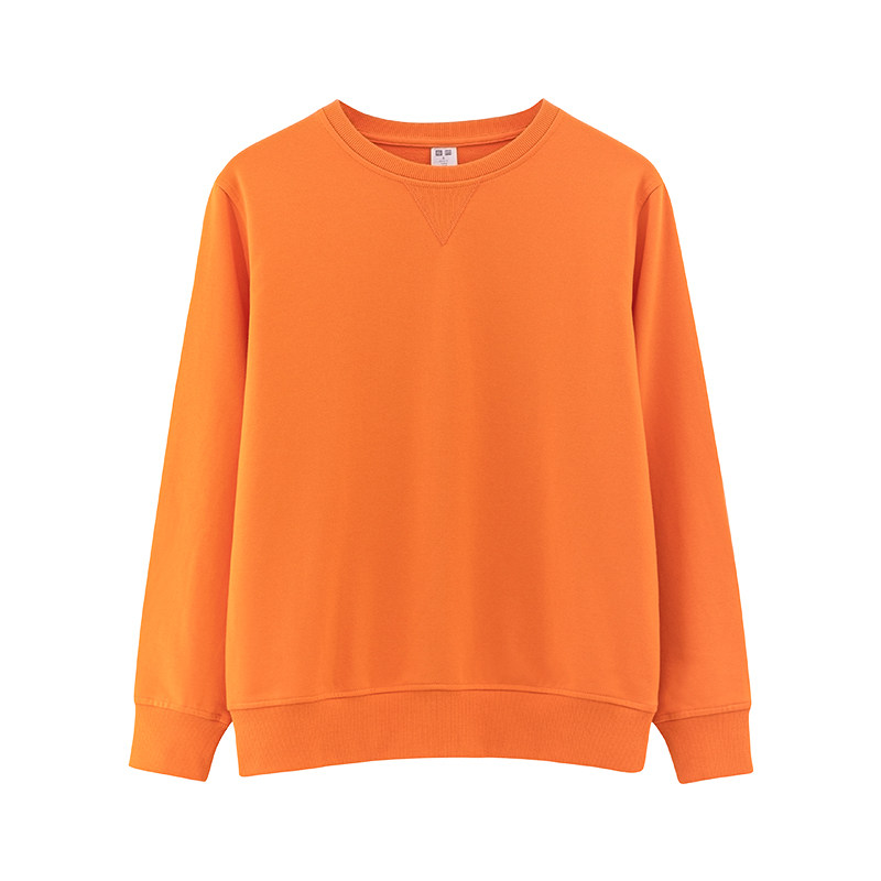 320g秋橘色重磅圆领卫衣奶橘色亮橘显白休闲百搭纯色情侣上衣春秋