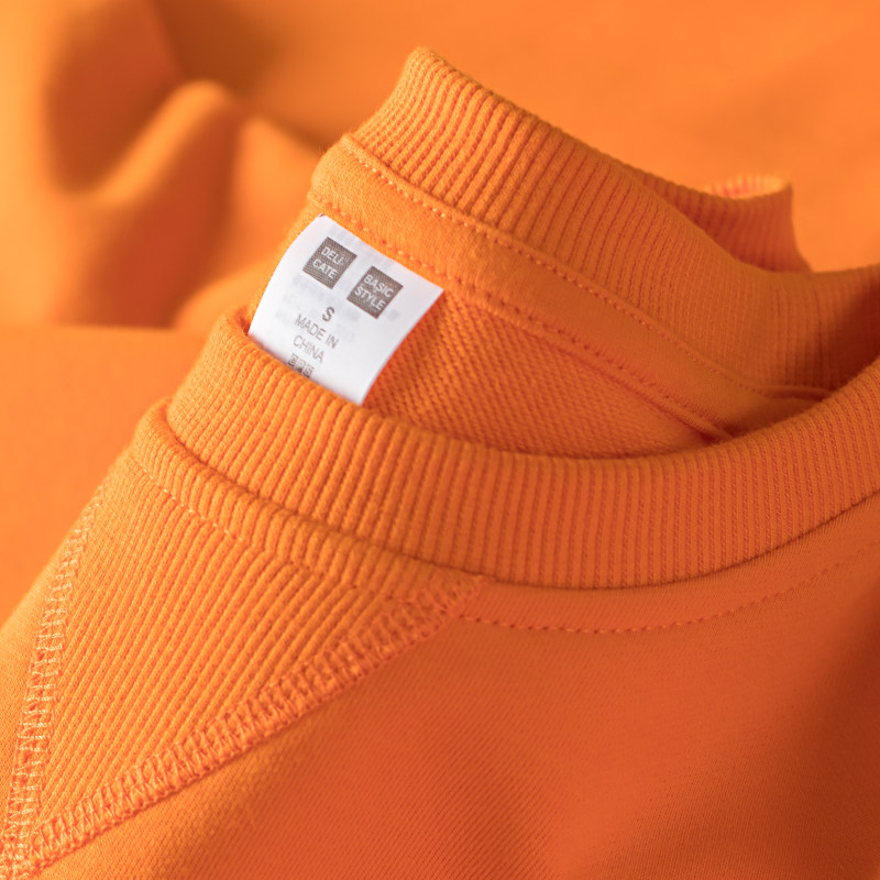 320g秋橘色重磅圆领卫衣奶橘色亮橘显白休闲百搭纯色情侣上衣春秋