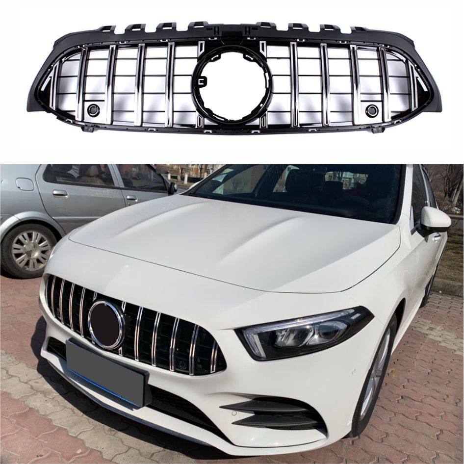 适合奔驰中网gla180l改装a220l格栅w177a35黑色amg中网