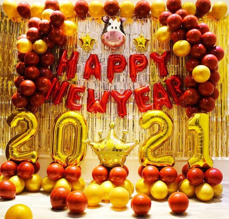 元旦联欢会班级布置晚会舞台装饰品2021气球教室气球