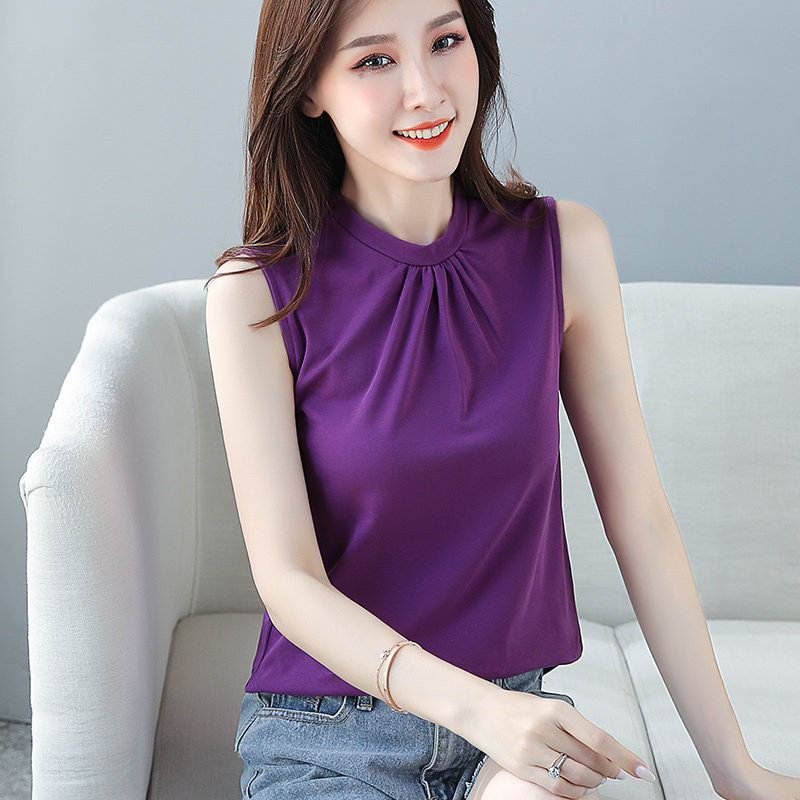 紫色打底夏内搭上衣肩带无袖背心吊带圆领小圆背心吊带
