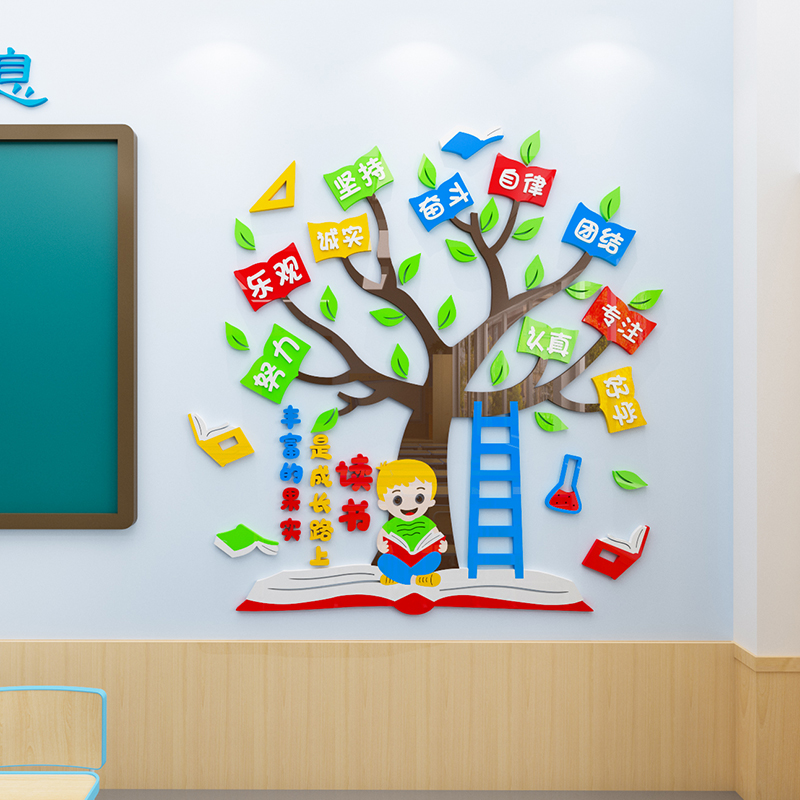 成长树班级宣传墙贴教室布置装饰幼儿园卡通文化墙贴