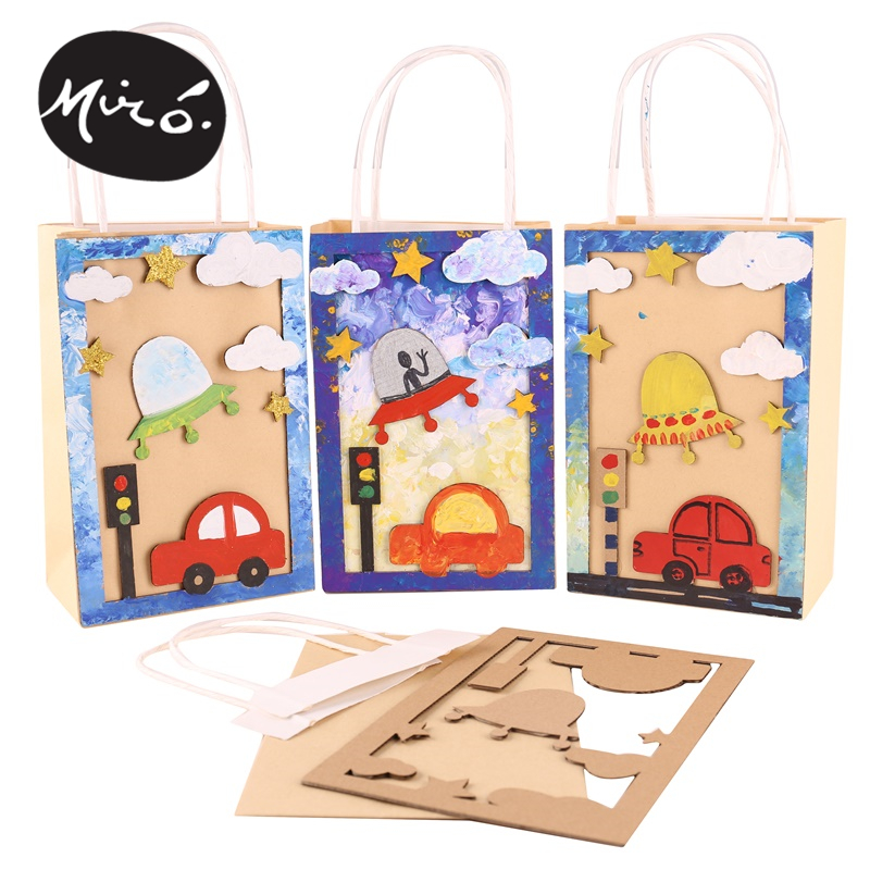 新品幼儿美术创意材料牛皮牛皮纸纸袋涂鸦粘贴手工创意粘贴类