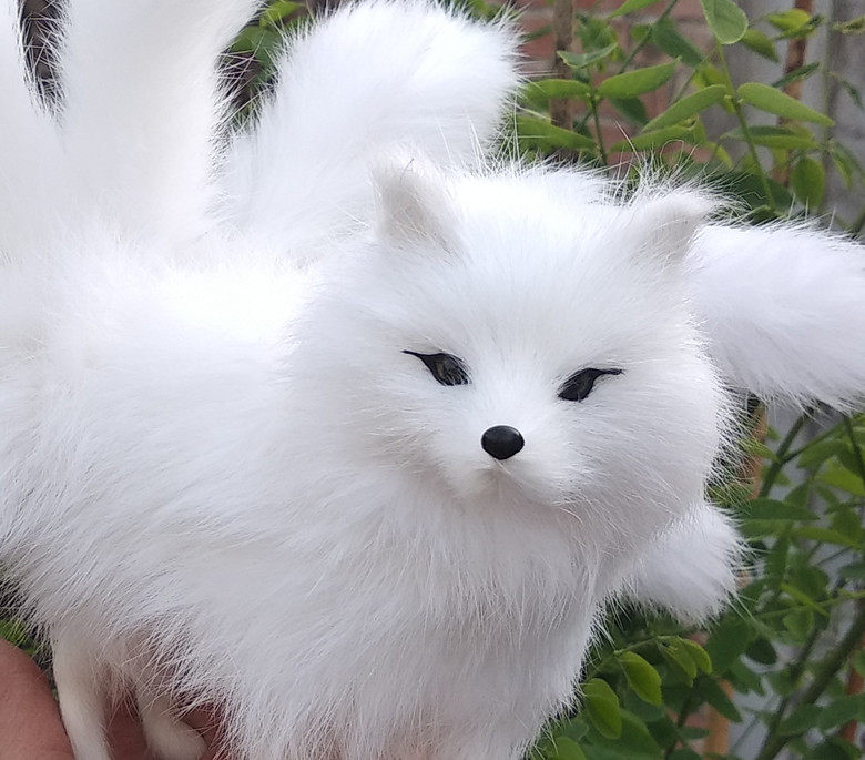 仿真九尾狐模型狐狸毛绒玩具玩偶桌面树脂创意装饰装饰摆件