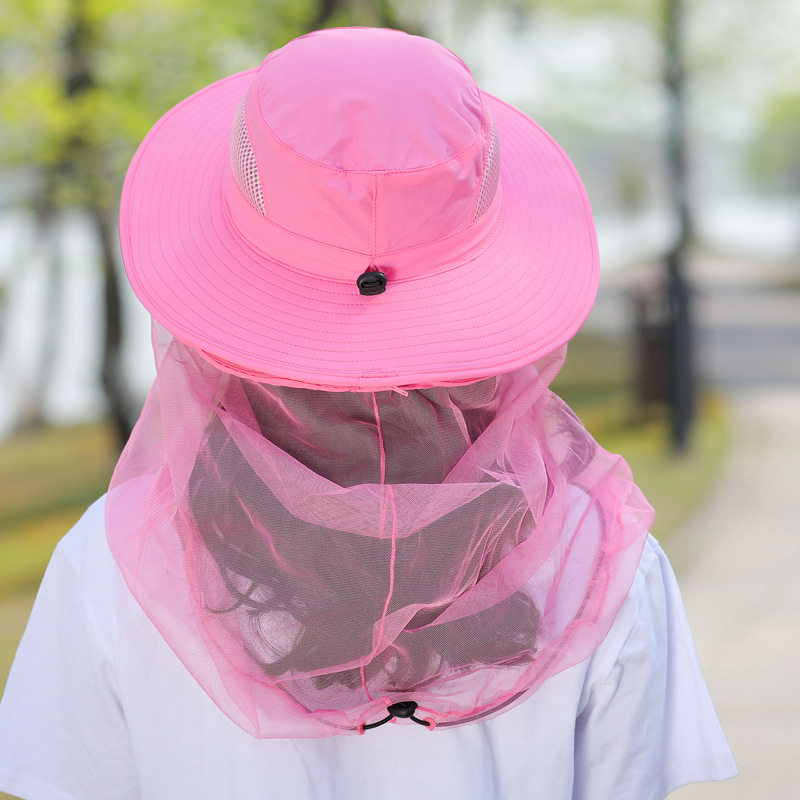 防蚊帽子户外男士轻薄面纱钓鱼帽防晒遮阳女遮脸专用干活养蜜蜂帽