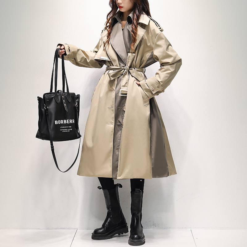 风衣宽松大衣工装过膝英伦风松显气质女中秋装风衣