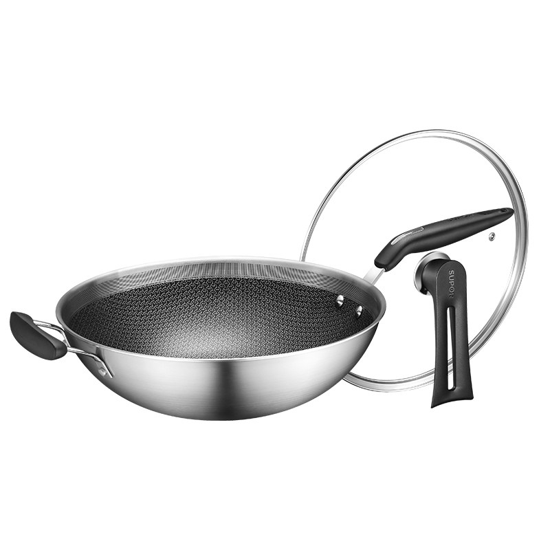苏泊尔不粘锅炒锅家用不锈钢炒菜菜锅电磁炉煤气灶适用炒锅