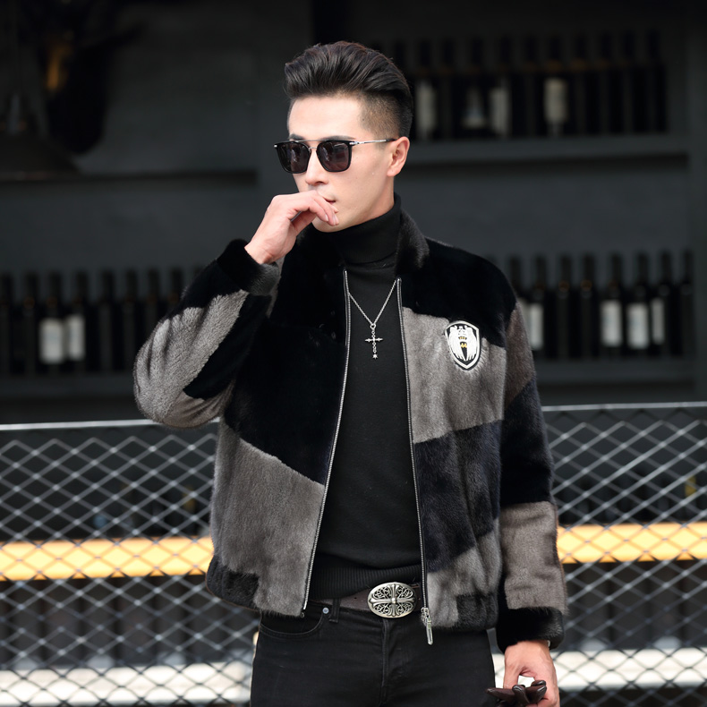 原创貂皮大衣男整貂时尚个性皮草外套潮流款水貂