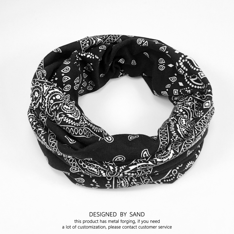 秋冬保暖日系复古围巾腰果花围脖男潮流个性潮牌头巾护颈围巾面罩