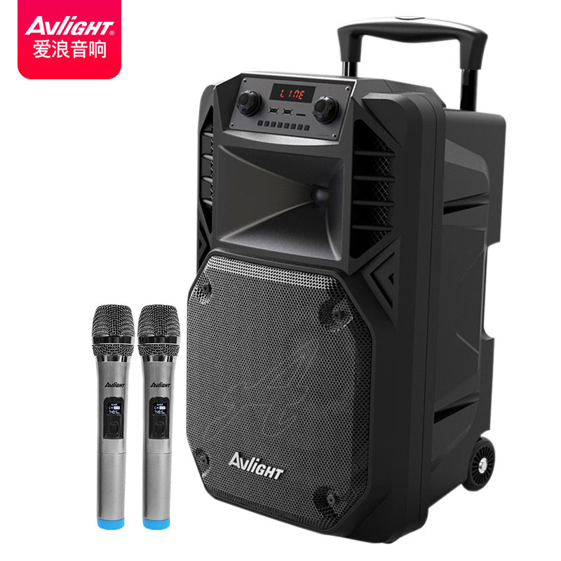 爱浪dt大功率12寸广场舞音箱户外移动拉杆便携式家用k歌蓝牙音响