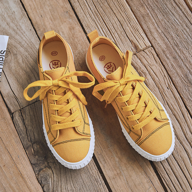 人本白色帆布布鞋女日女生夏天透气低帮百搭帆布鞋