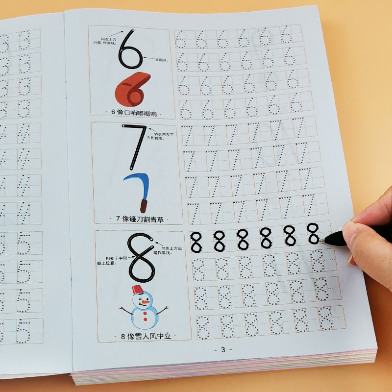 儿童运笔早教英语部首偏旁画笔笔画拼音数字练字本