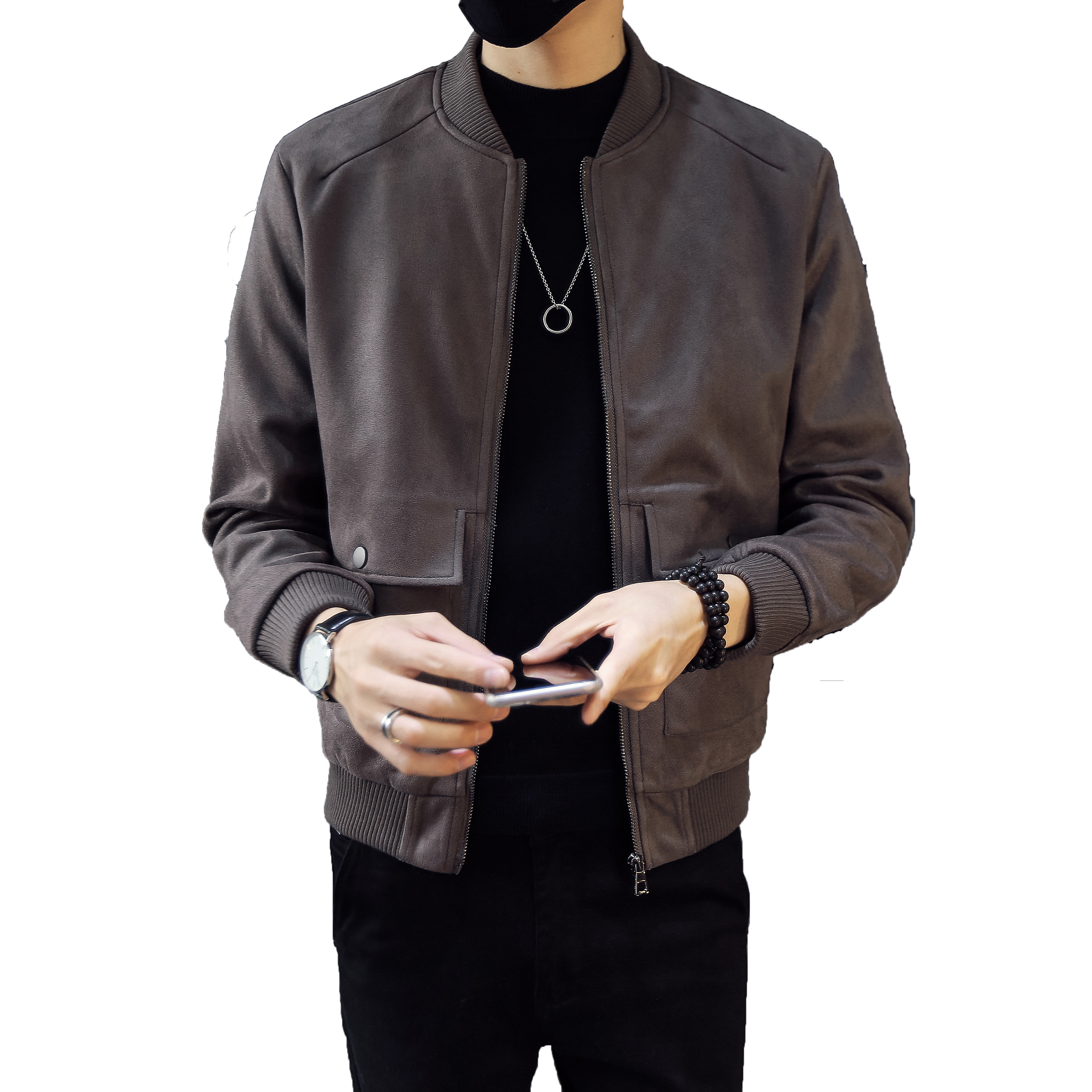 秋季潮男夹克套装潮流男士外套成熟夹克