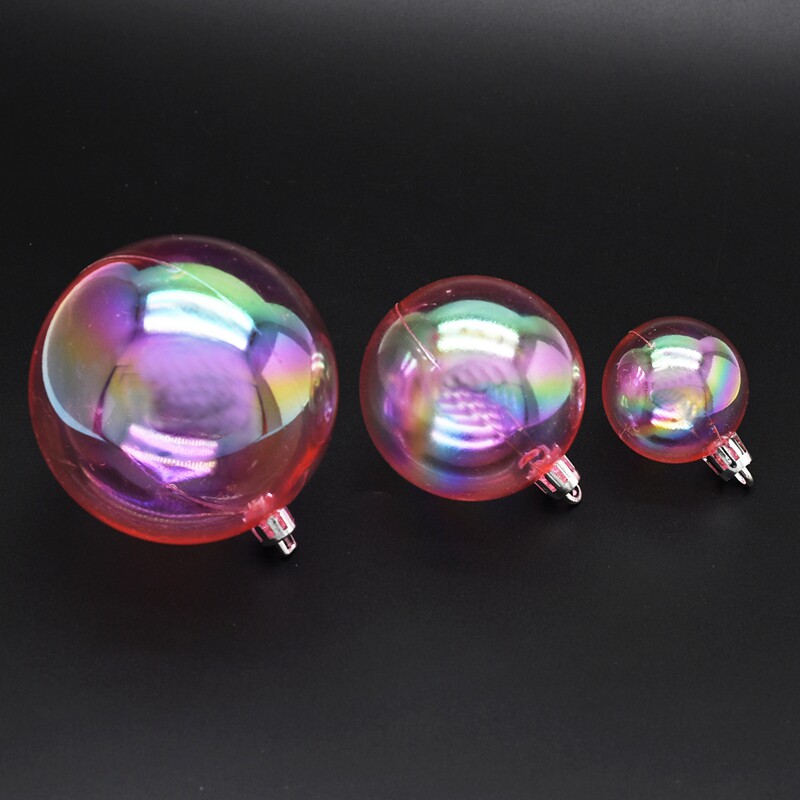 七彩塑料透明电镀镭射幻彩彩球生日蛋糕装饰摆件节日装扮用品