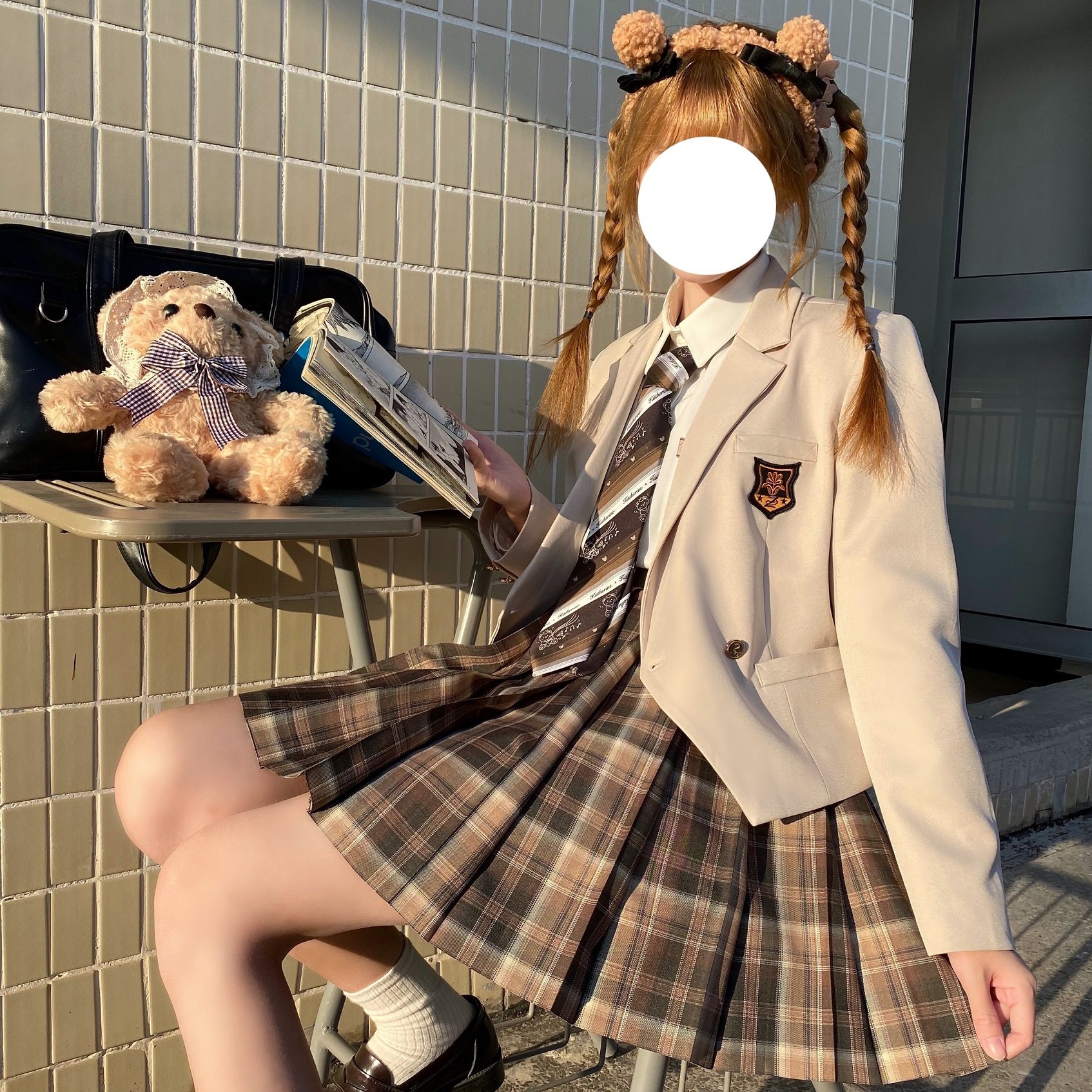 塔里小小原创jk格裙小熊现货售卖棕色色系jk