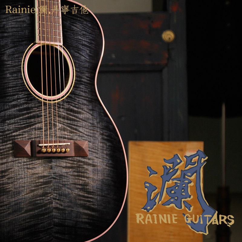 吉他rainie小雨丹宁民谣单板火焰枫木吉他-民谣吉他