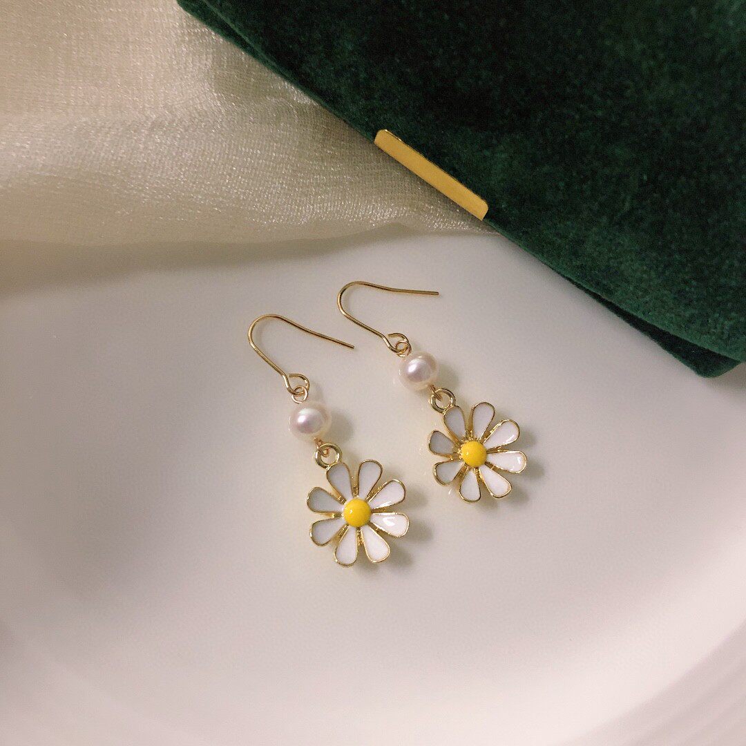 耳坠超越珠宝小雏菊耳环全新百搭清新花卉花朵耳环