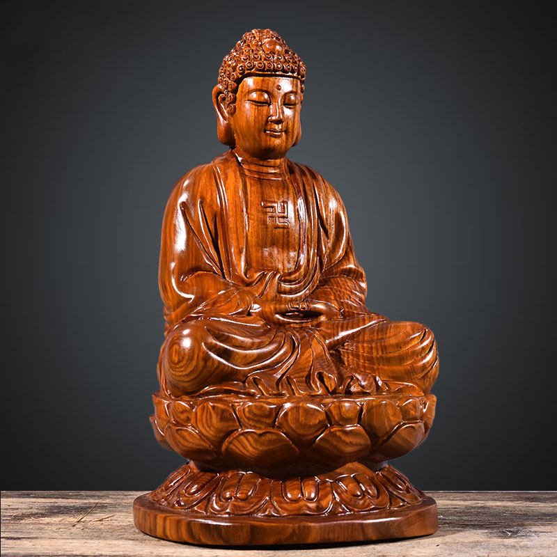 木雕佛像大日如来本命摆件木质释迦摩尼阿弥陀佛木雕