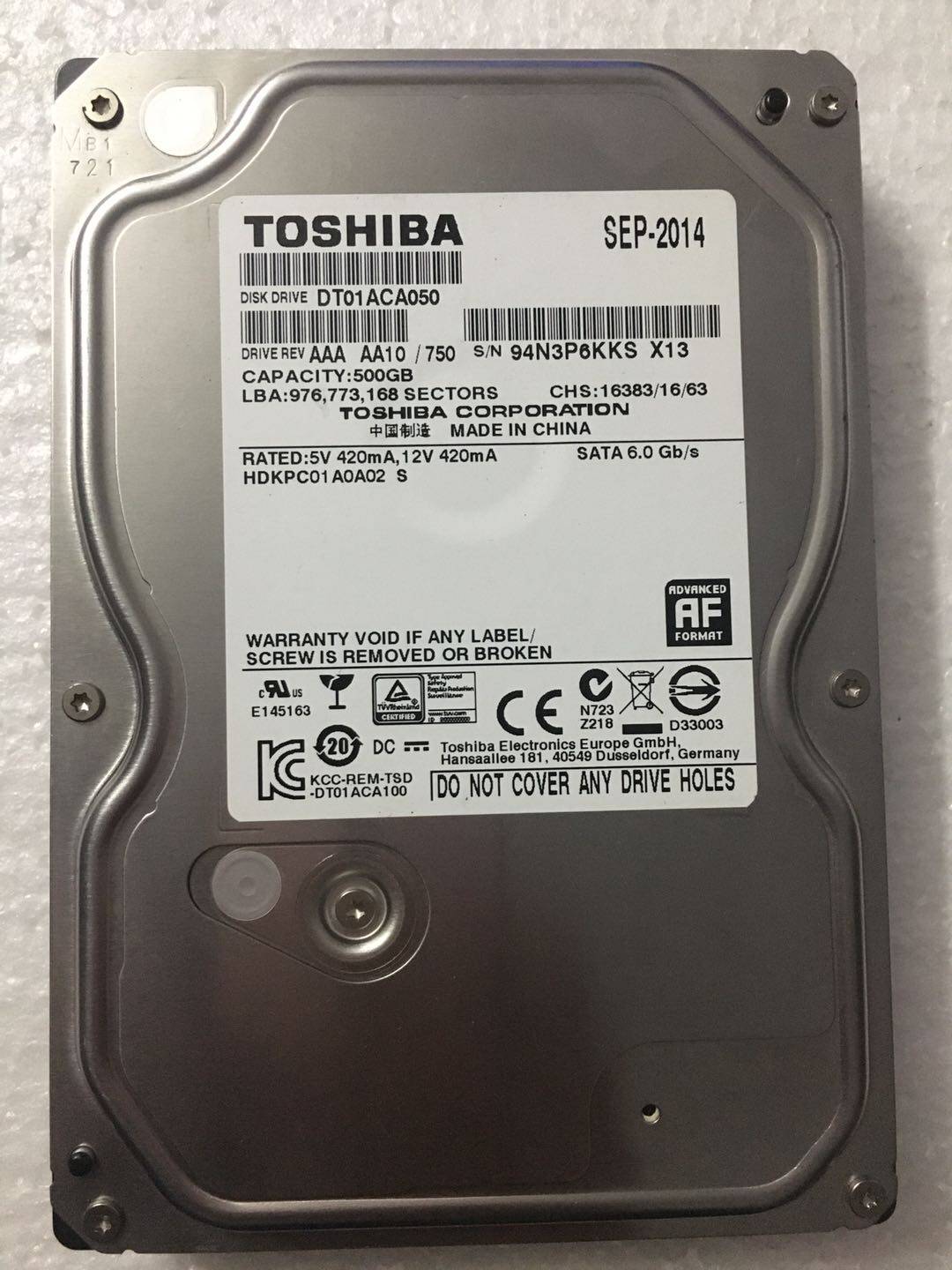 库存东芝500g监控硬盘电脑专用专用机机械7200转机械硬盘