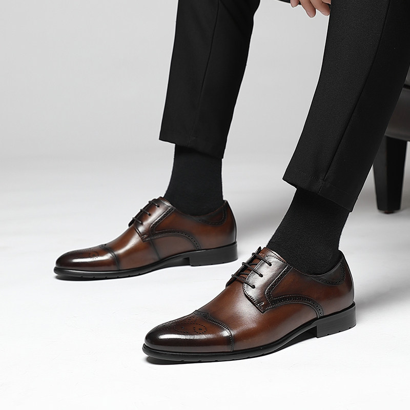 报喜鸟婚鞋男新郎结婚商务务正夏季男鞋英伦布洛克正装皮鞋