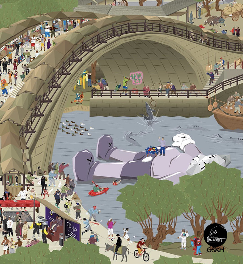 digiway潮流联名清明上河图店铺揽客展示挂件客厅玄关现代装饰画