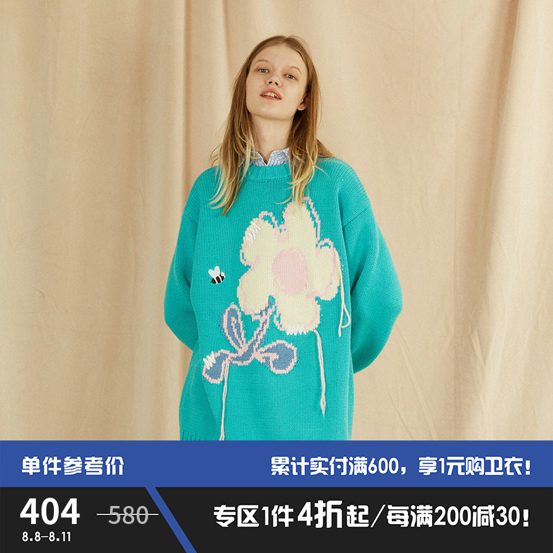 MELTING SADNESS(MTSS) 垂线小花提花针织圆领毛衣